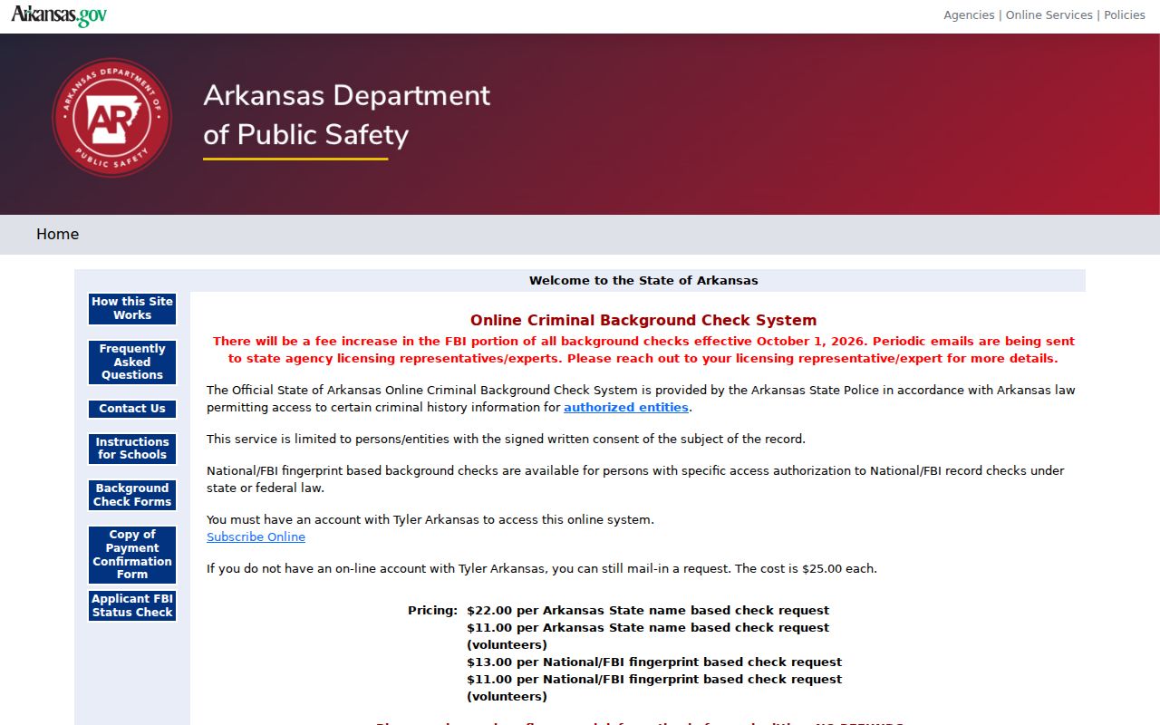 Greene County criminal history Arkansas background check portal