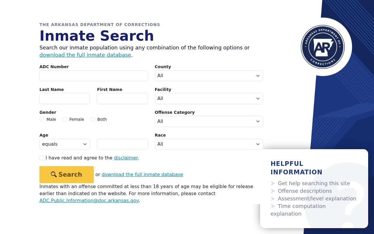 Greene County criminal history Arkansas DOC inmate search