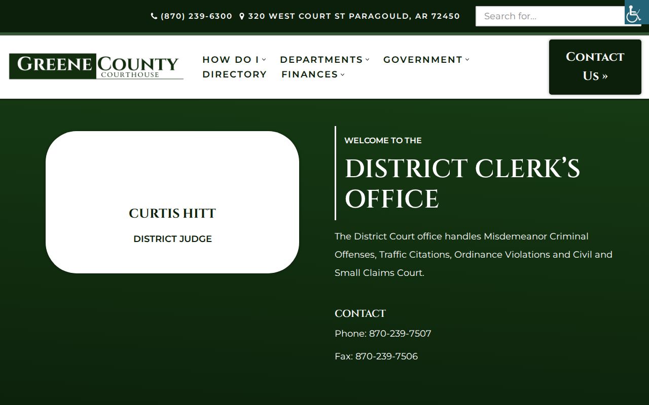 Greene County criminal history District Clerk misdemeanor records page