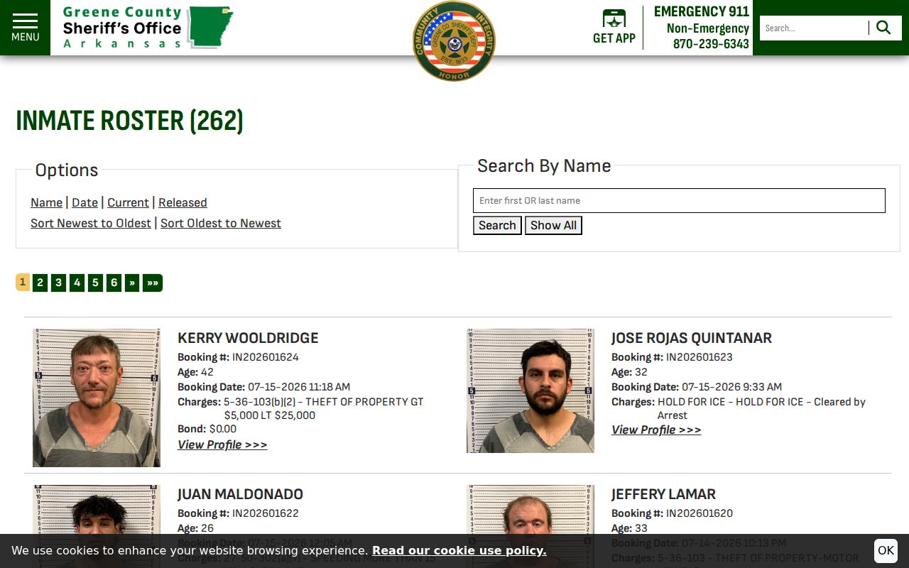 Greene County arrest history current inmate roster