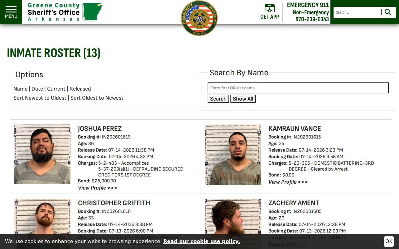 Greene County arrest history 48-hour release roster