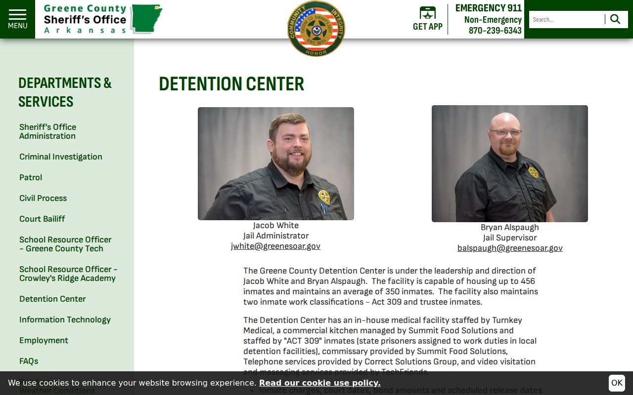 Greene County arrest history detention center page