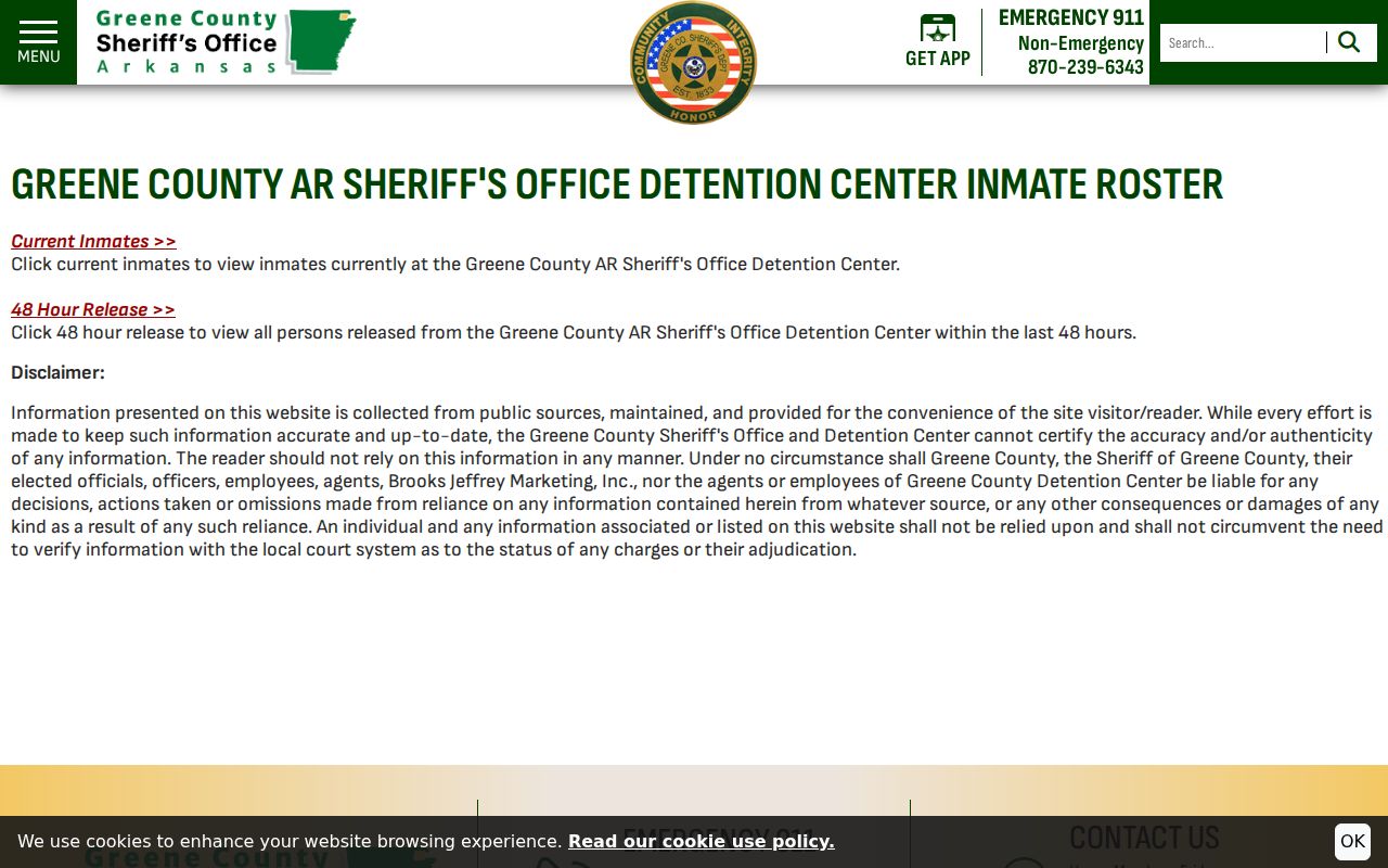 Greene County arrest history inmate roster disclaimer