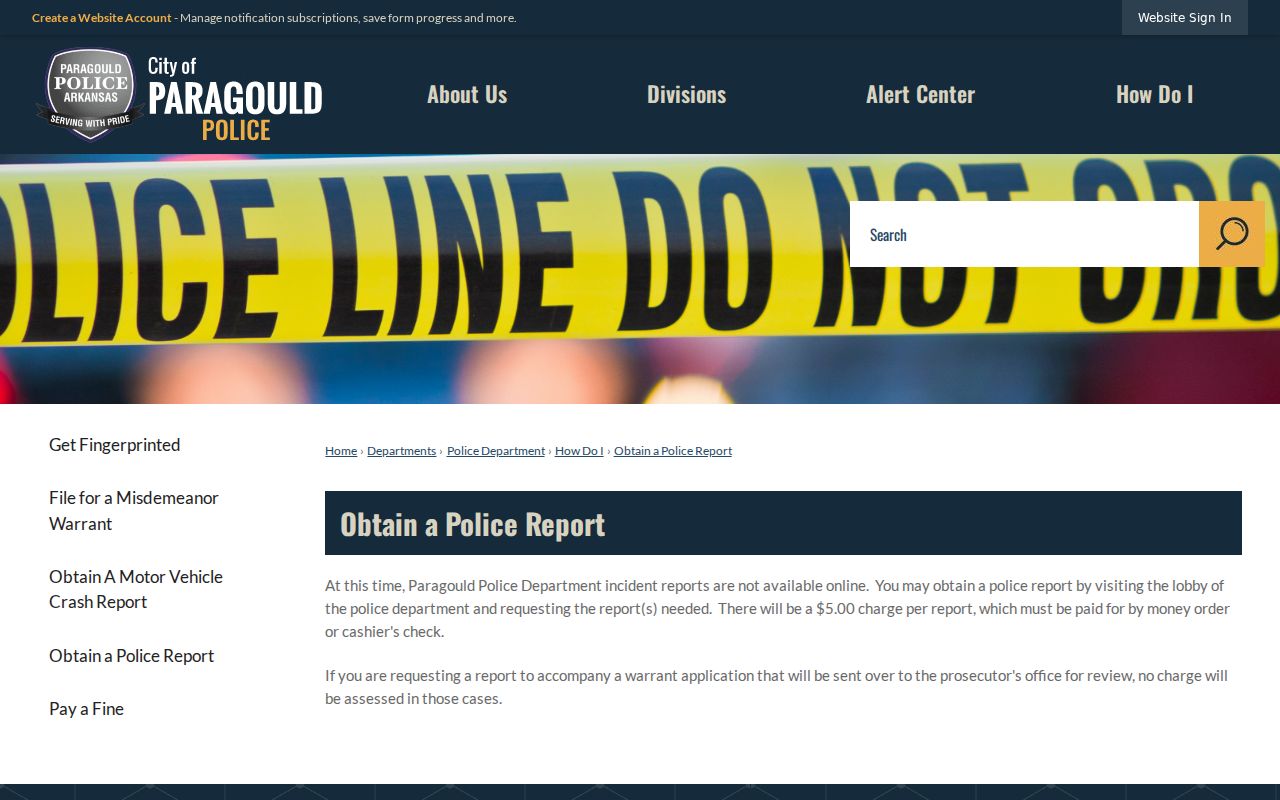 Greene County arrest history Paragould police report requests