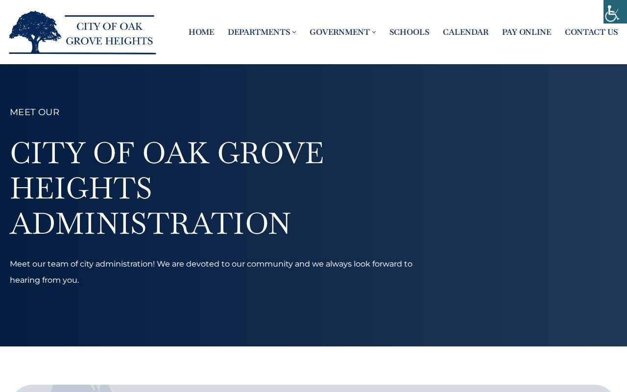 Oak Grove Heights administration page with city officials for records routing